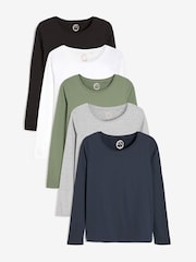 Noir/Blanc/Gris/Bleu/Vert - 100% Coton Manches longues Hauts 5 Lot - Image 6 of 14