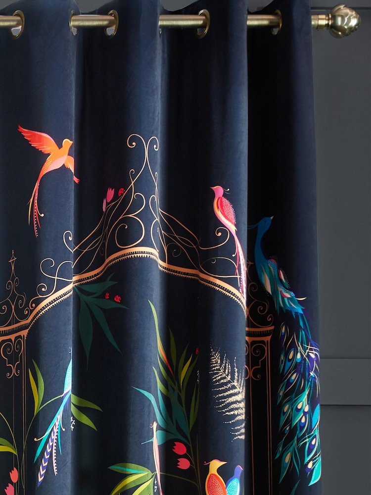 Sara Miller Blue Enchanted Gate Eyelet Curtains - Image 2 of 3