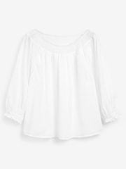 White Half Sleeve Textured Top - Image 2 of 2