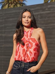 Pink Animal Halter Neck Top - Image 1 of 2