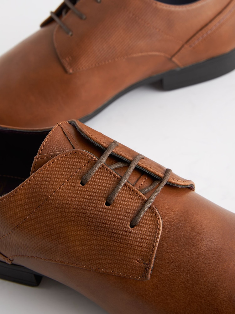Tan Brown Wide Fit Derby Shoes - Image 4 of 6
