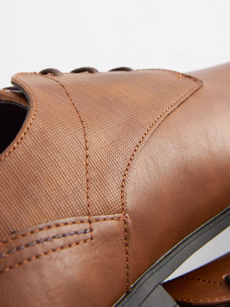 Tan Brown Wide Fit Derby Shoes - Image 5 of 6