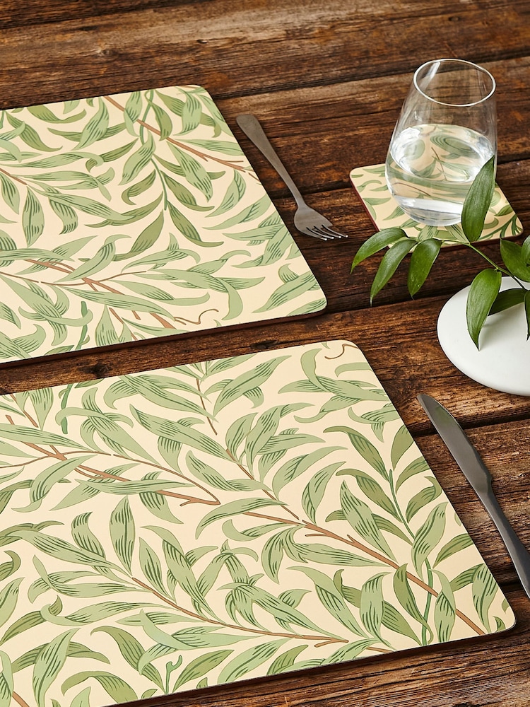 Morris & Co. by Pimpernel Set of 4 Green Willow Bough Green Placemats - Image 2 of 4