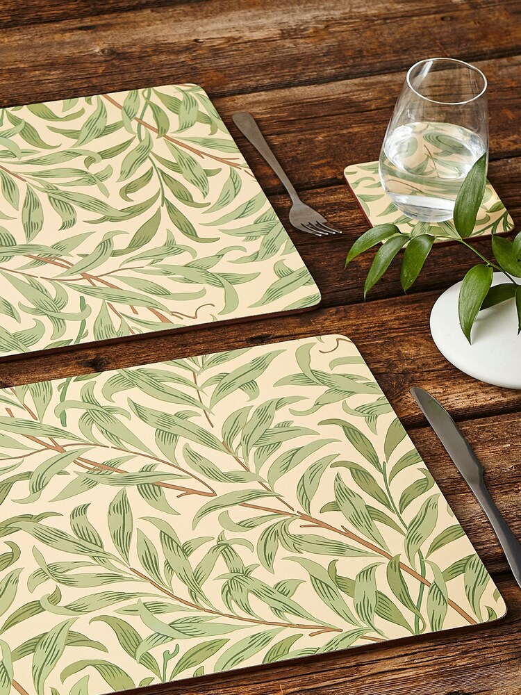 Morris & Co. by Pimpernel Set of 4 Green Willow Bough Green Placemats - Image 2 of 4 Morris & Co. by Pimpernel Set of 4 Green Willow Bough Green Placemats - Image 2 of 4