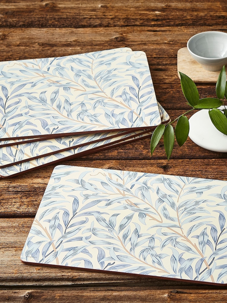 Morris & Co. by Pimpernel Set of 6 Blue Willow Bough Blue Placemats - Image 2 of 4