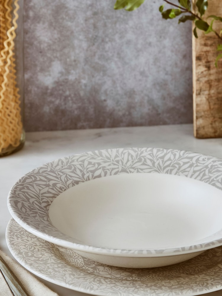 Morris & Co. by Spode Set of 4 Grey Willow Bough Bistro 10.5' Inch Pasta Bowls - Image 1 of 3