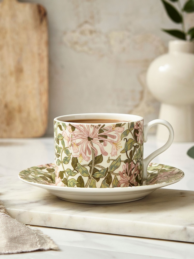 Morris & Co. by Spode Green Honeysuckle Teacup and Saucer - Image 1 of 4
