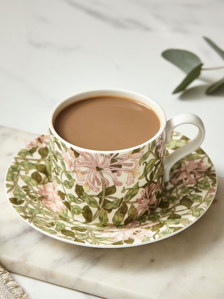 Morris & Co. by Spode Green Honeysuckle Teacup and Saucer - Image 2 of 4