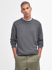 Barbour® Grey Marl Pima Cotton Crew Neck Jumper - Image 1 of 8