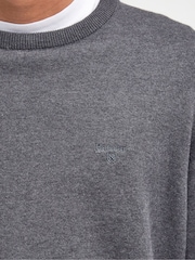Barbour® Grey Marl Pima Cotton Crew Neck Jumper - Image 5 of 8