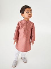 Pink Regular Length Embroidered Boys Kurta (3mths-7yrs) - Image 1 of 6