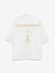 White/Gold Regular Length Embroidered Boys Kurta (3mths-7yrs) - Image 7 of 8