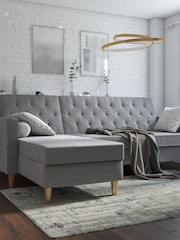 CosmoLiving Grey Liberty Velvet Sectional Sofa Bed - Image 1 of 4