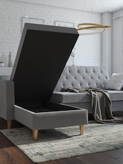 CosmoLiving Grey Liberty Velvet Sectional Sofa Bed - Image 2 of 4