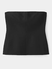 Mango Black Linen Blend Bandeau Top - Image 1 of 3