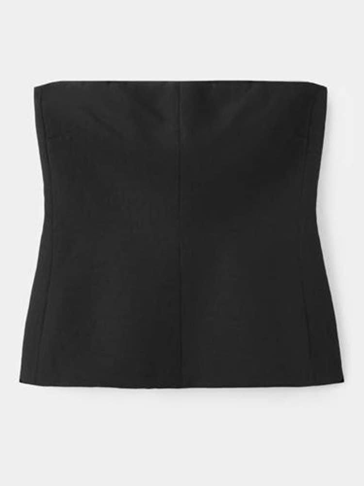 Mango Black Linen Blend Bandeau Top - Image 1 of 3