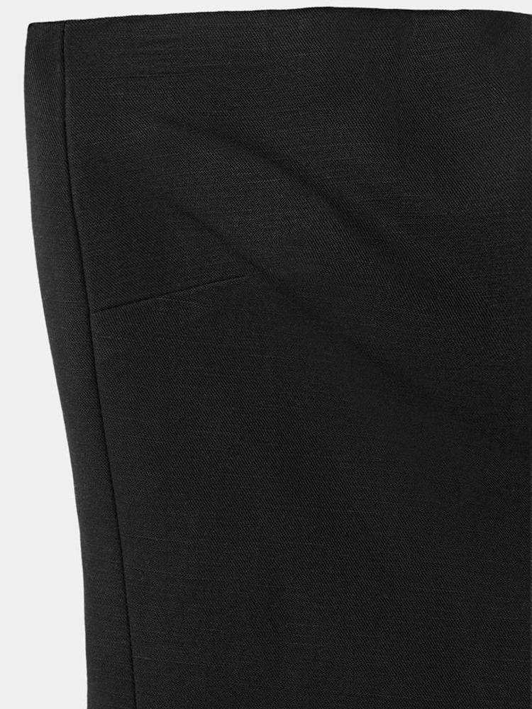 Mango Black Linen Blend Bandeau Top - Image 2 of 3