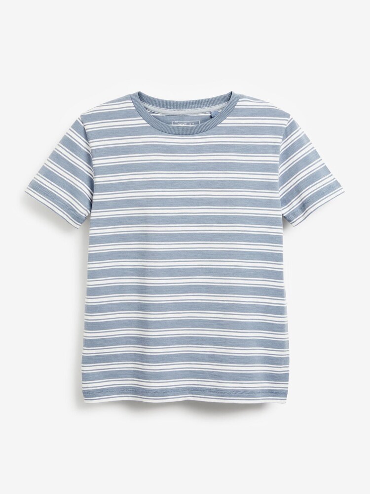 Blues 4 Pack Short Sleeve Textured Stripe T-Shirts (3-16yrs) - Image 2 of 7