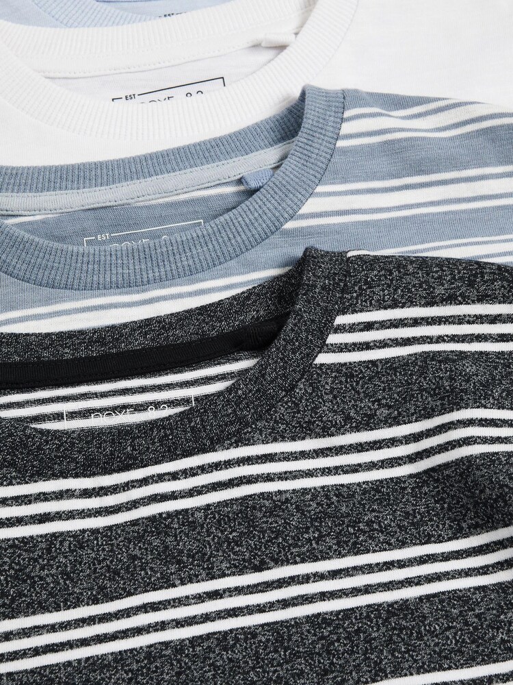 Blues 4 Pack Short Sleeve Textured Stripe T-Shirts (3-16yrs) - Image 7 of 7