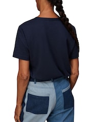 Whistles Blue Basic Emily 100% Cotton T-Shirt - Image 2 of 4