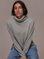 Whistles Grey Cashmere Roll Neck Jumper - Image 4 of 5