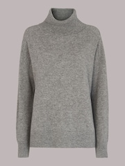 Whistles Grey Cashmere Roll Neck Jumper - Image 5 of 5