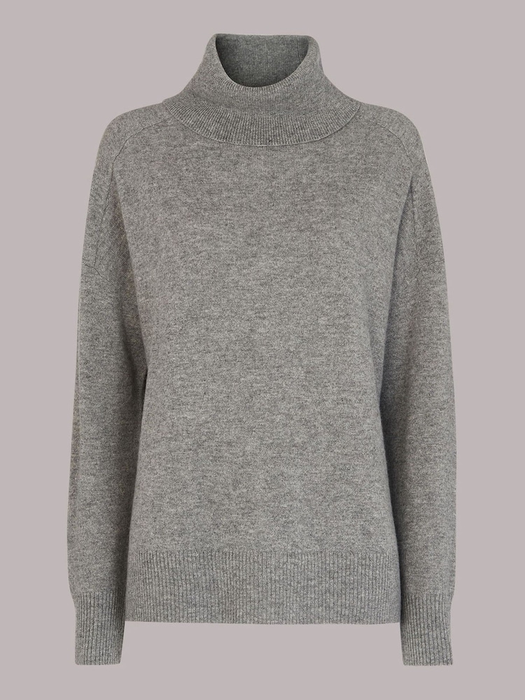 Whistles Grey Cashmere Roll Neck Jumper - Image 5 of 5
