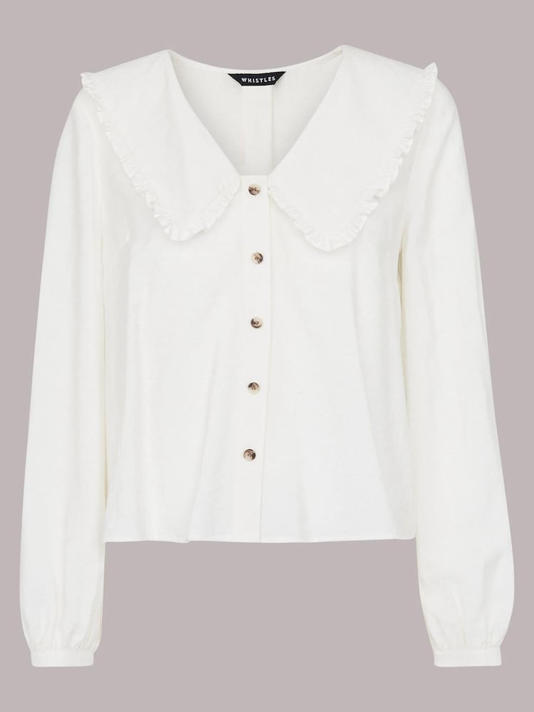 Whistles Oversized Collar Detail Top - Image 5 of 5