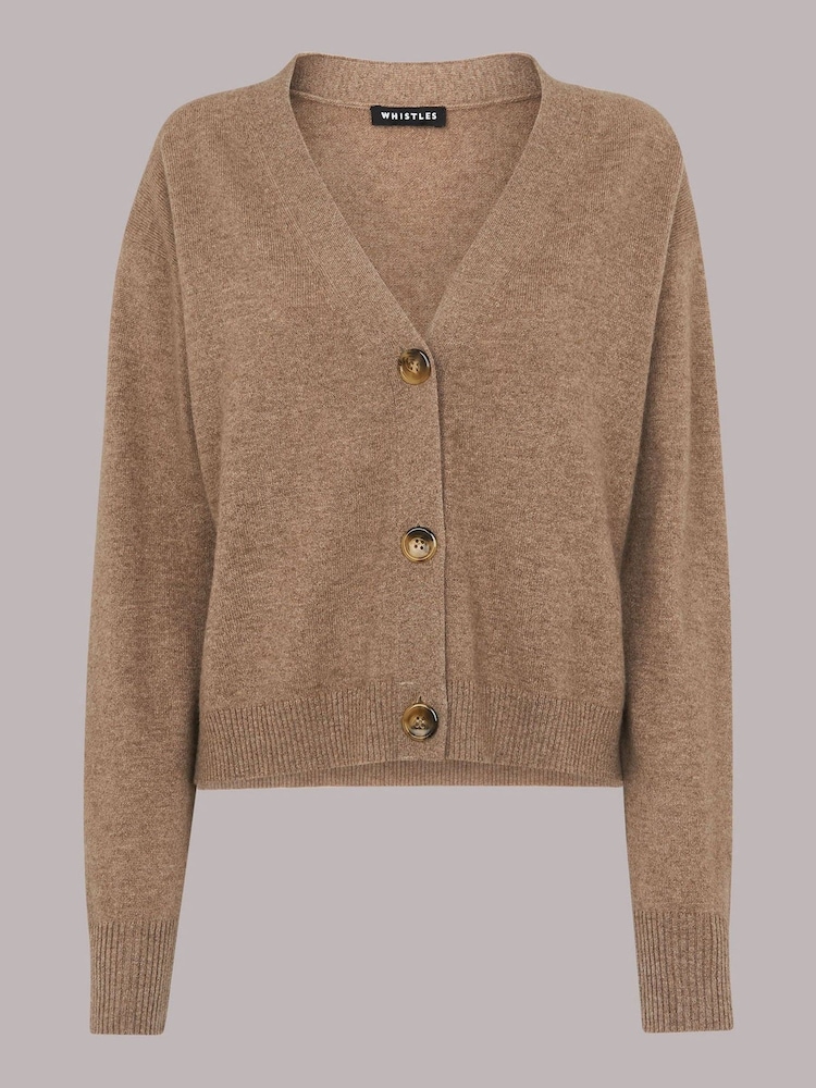 Whistles Brown Cashmere Cardigan - Image 5 of 5