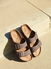 Коричневый - Сандалии из нубука Birkenstock Arizona Birko Flor - Image 1 of 7