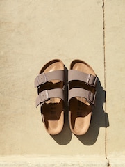 Коричневый - Сандалии из нубука Birkenstock Arizona Birko Flor - Image 2 of 7