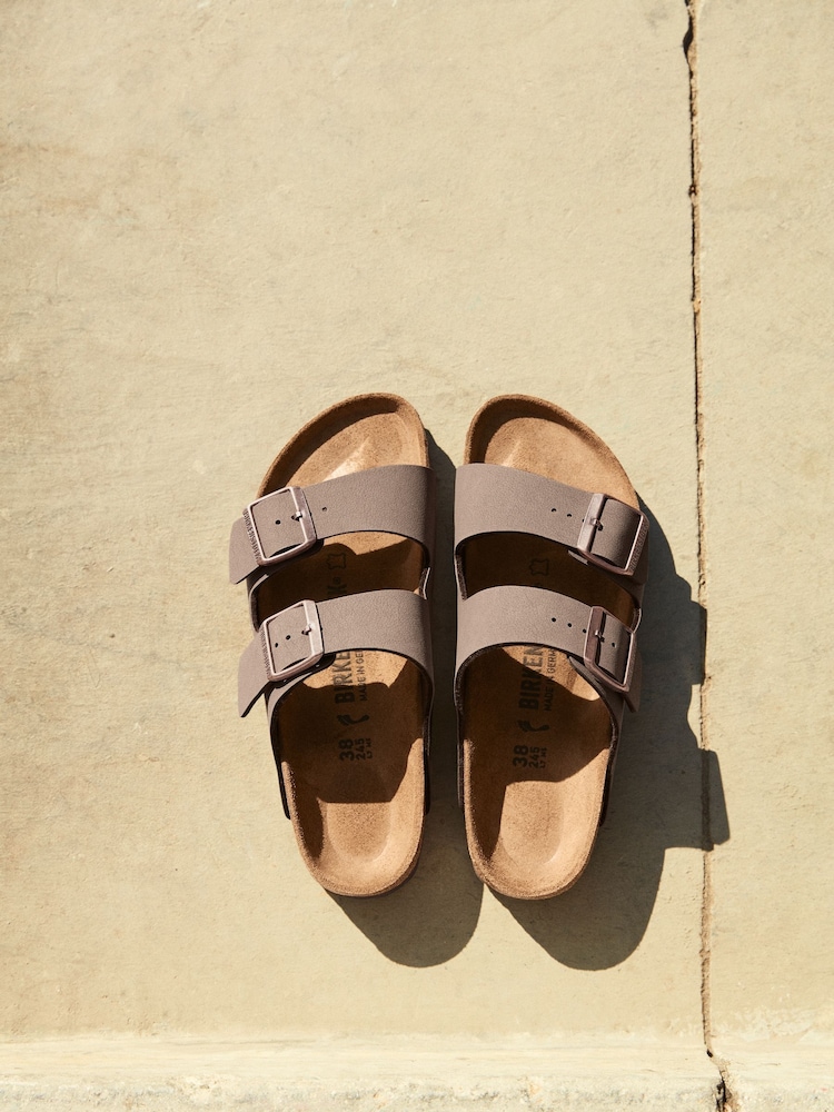 Коричневый - Сандалии из нубука Birkenstock Arizona Birko Flor - Image 2 of 7