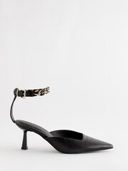 Black Forever Comfort® Point Toe Ankle Chain Detail Heels - Image 5 of 7