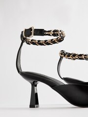 Black Forever Comfort® Point Toe Ankle Chain Detail Heels - Image 6 of 7