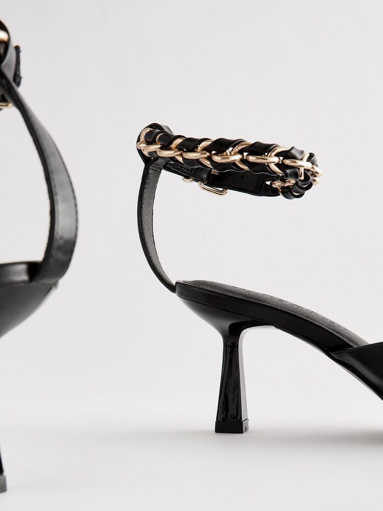 Black Forever Comfort® Point Toe Ankle Chain Detail Heels - Image 7 of 7