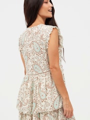 NKN Nekane Catarina Embroidered Paisley Print Ivory/Blue Mini Dress - Image 2 of 4