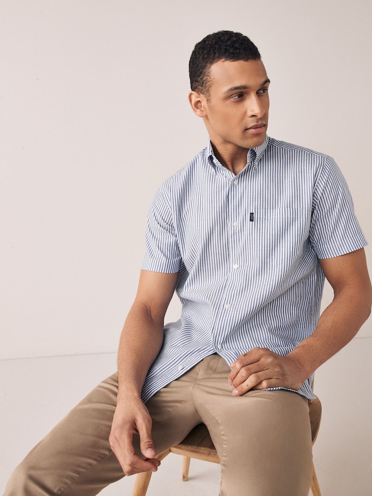 Blue Stripe Easy Iron Button Down Oxford Shirt - Image 1 of 6