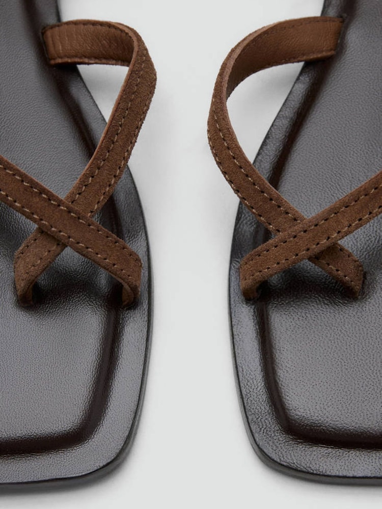 Mango Brown Leather Strappy Sandals - Image 5 of 5