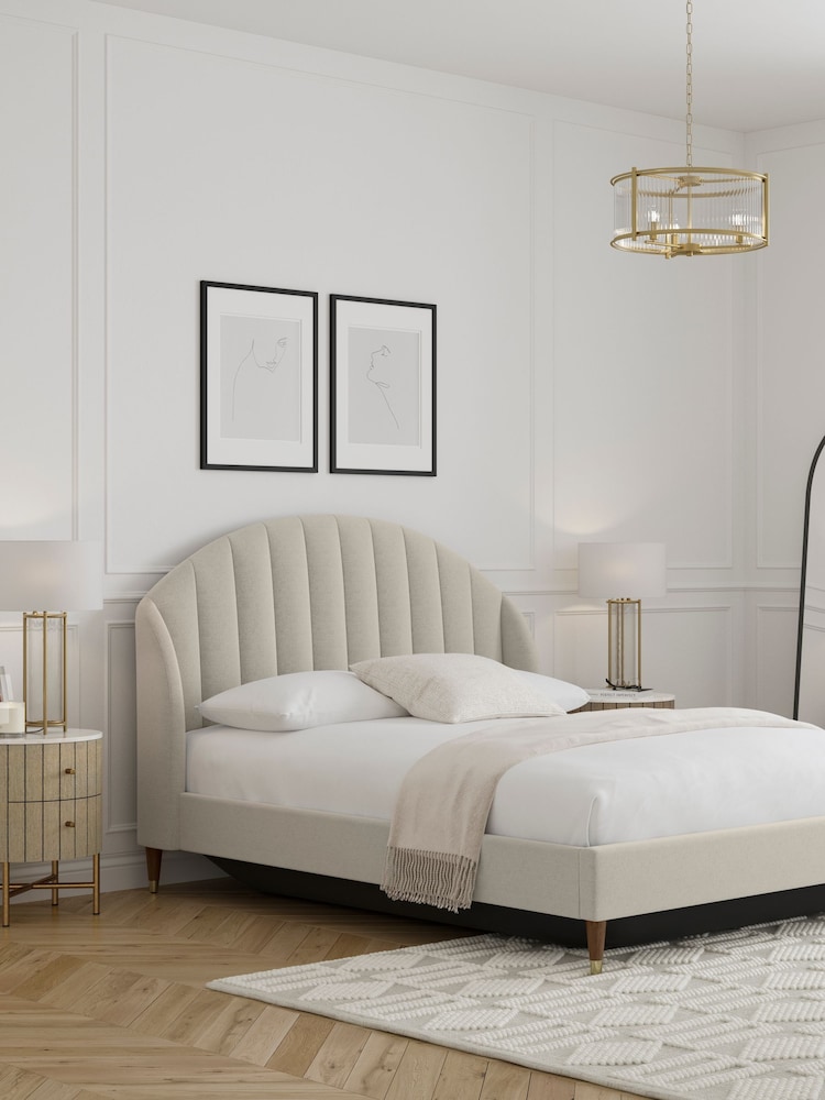 Soft Texture Light Natural Stella Upholstered Ottoman Storage Bed Frame - Image 1 of 10