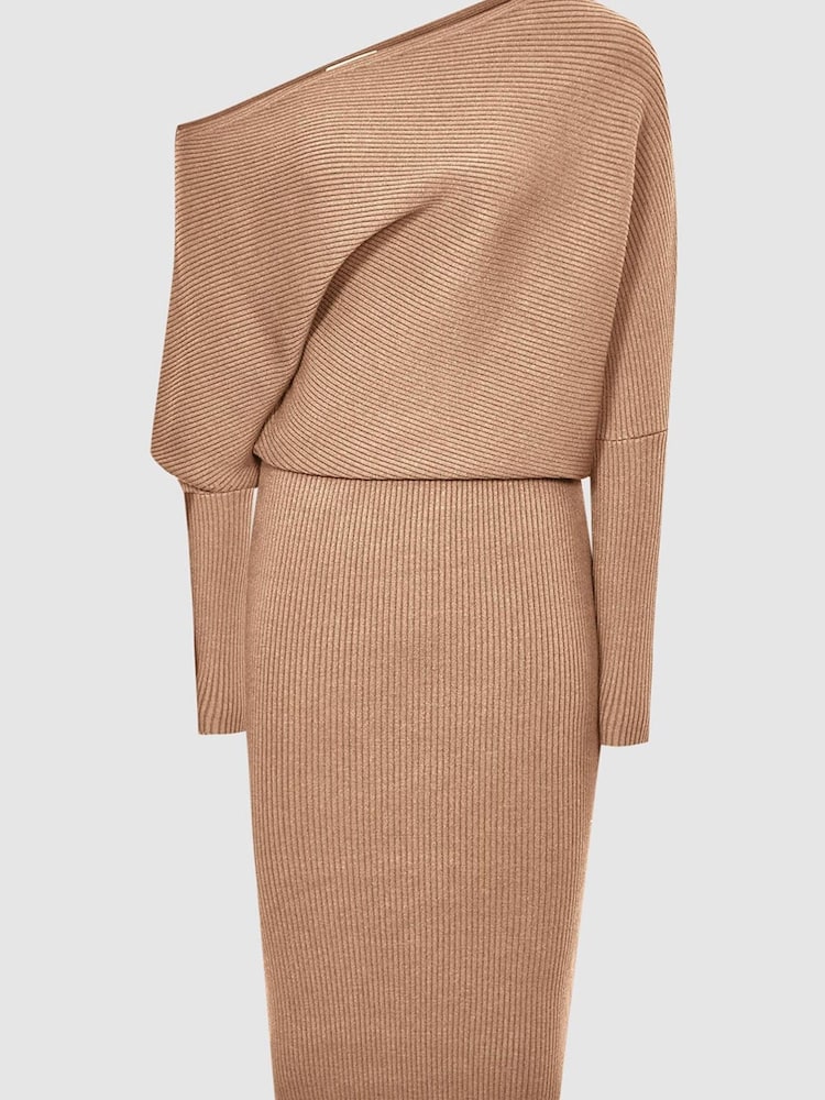 Reiss Lara Off The Shoulder Knitted Dress - Image 2 of 5