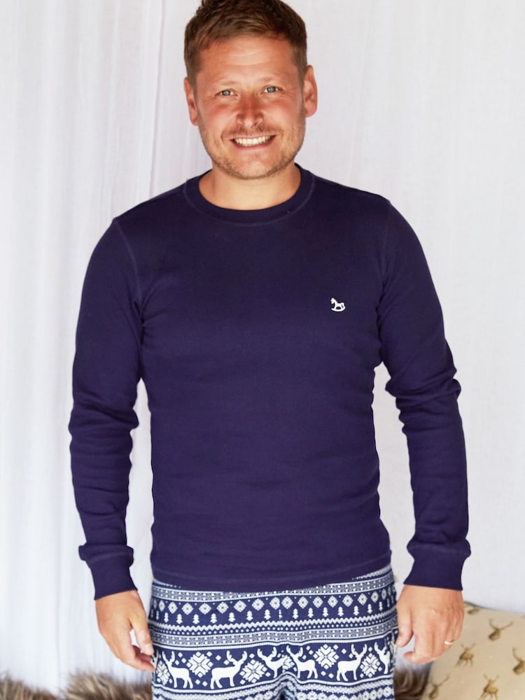 The Little Tailor Mens Reindeer Christmas Fair Isle Pattern Pyjamas - Image 2 of 5
