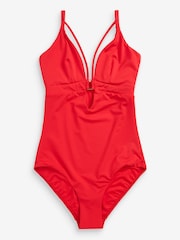 Red Sculpt & Shape Gold Trim Swimsuit - Image 2 of 2