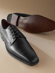 Black Signature Italian Leather Square Toe Derby Shoes - Image 5 of 5