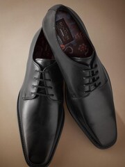 Black Signature Italian Leather Square Toe Derby Shoes - Image 2 of 5