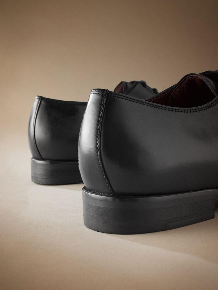 Black Signature Italian Leather Square Toe Derby Shoes - Image 3 of 5