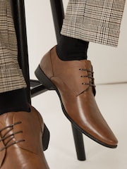 Tan Brown Derby Lace- Up Shoes - Image 1 of 5