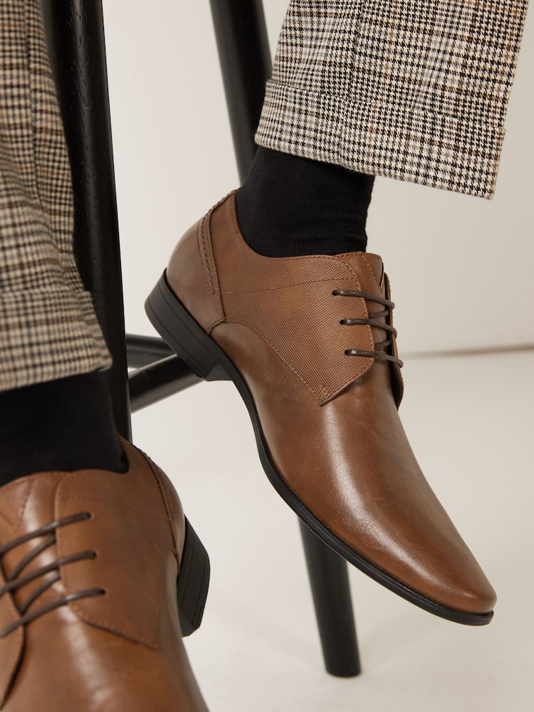 Tan Brown Derby Lace- Up Shoes - Image 1 of 5