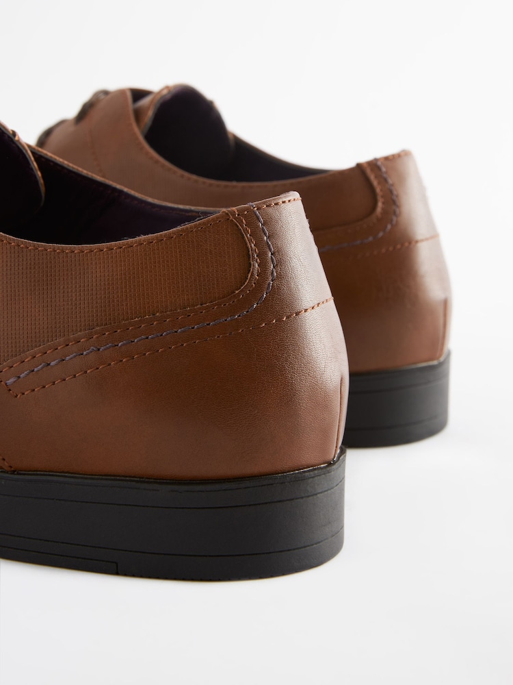 Tan Brown Derby Lace- Up Shoes - Image 4 of 5