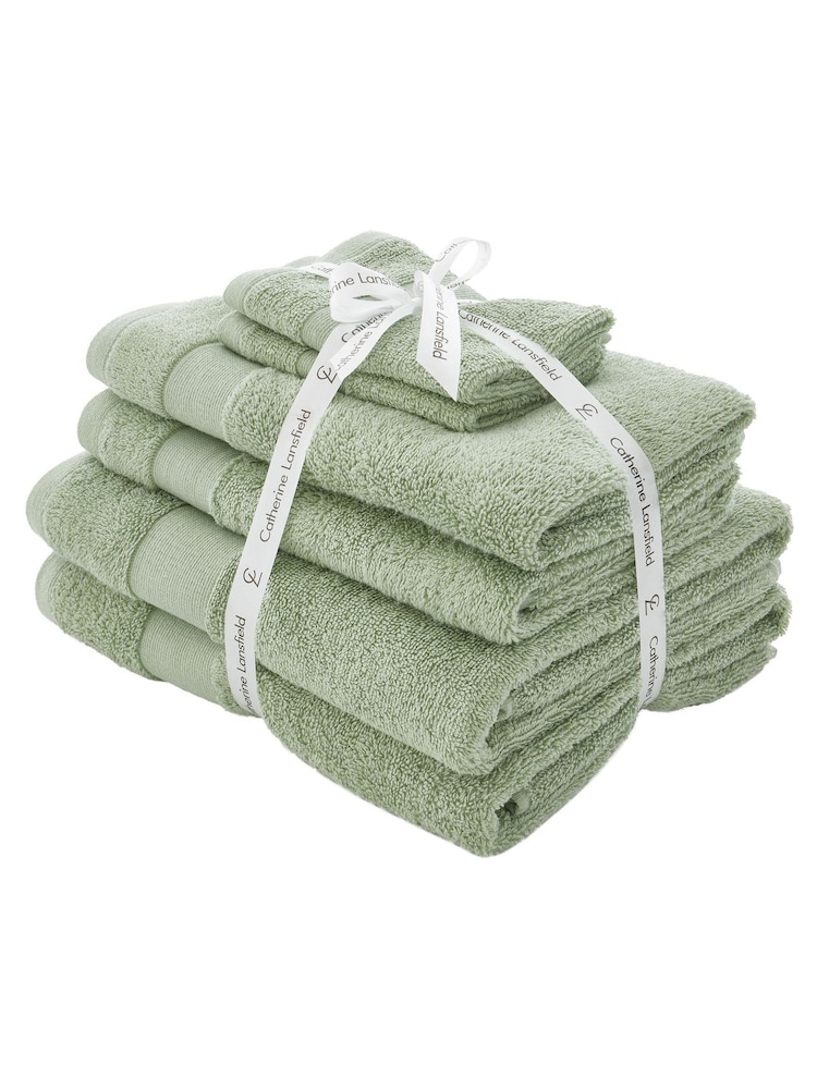 Catherine Lansfield 6 Piece Green Anti-Bacterial Towel Bale - Image 1 of 5