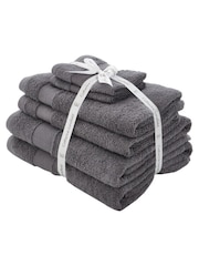 Catherine Lansfield 6 Piece Grey Anti-Bacterial Towel Bale - Image 1 of 5